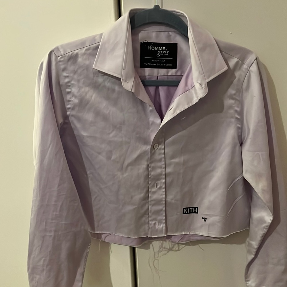 Kith lavender crop button-down shirt